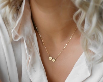 Collier initiales HALLE • Collier petit disque • Collier monogramme • Collier délicat • Bijoux personnalisés • Initiales pour enfants • Initiales pour animaux de compagnie