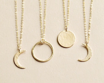 NEOMA Dainty Moon Phase Necklace • Crescent Moon • Simple Necklace • Waxing Waning Moon Necklace •14K Gold Fill•Gift For Her•Sterling Silver