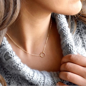 VOGUE Karma Necklace • Hammered Eternity Necklace • Ring Necklace • Simple Gold Necklace • Dainty Circle Necklace • Gold Necklace • Silver