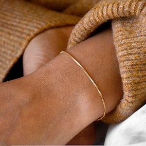 LOTTIE 14K Gold Filled Box Chain Bracelet • Everyday Gold Bracelet • Gold Layering Bracelet • Dainty Gold Bracelet •Gold Chain Bracelet Gift
