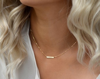 LYLA Mini Bar Necklace • Initials Bar Necklace • Name Bar Necklace • Personalised Tiny Nameplate Necklace•Everyday Necklace•Gold Silver Rose