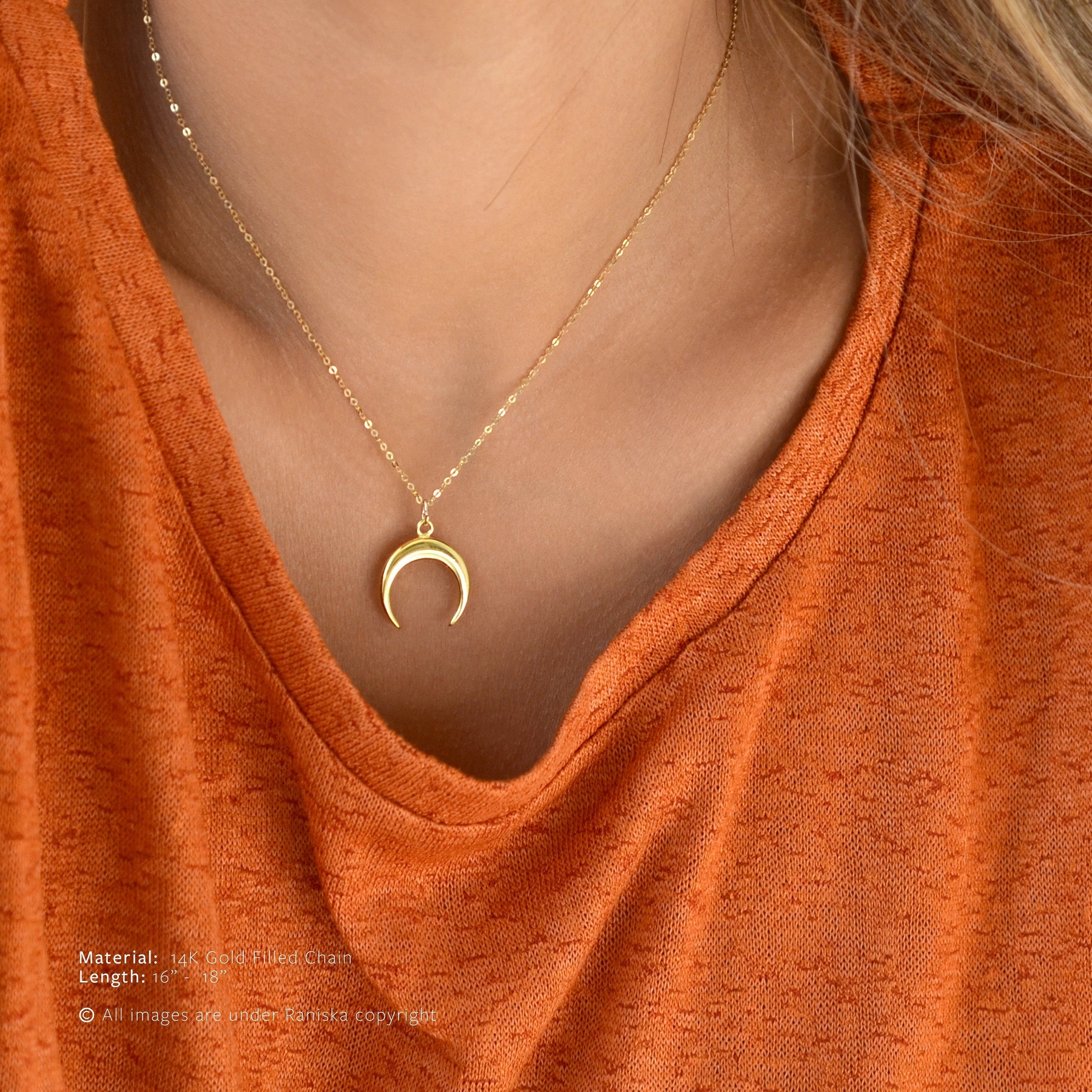 Gold crescent horn necklace Clearance