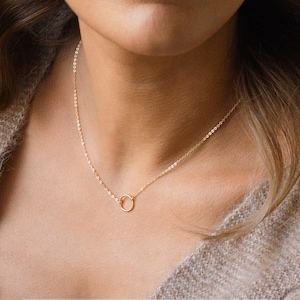 VOGUE Karma Necklace Hammered Eternity Necklace Ring Necklace Simple Gold Necklace Dainty Circle Necklace Gold Necklace Silver image 2