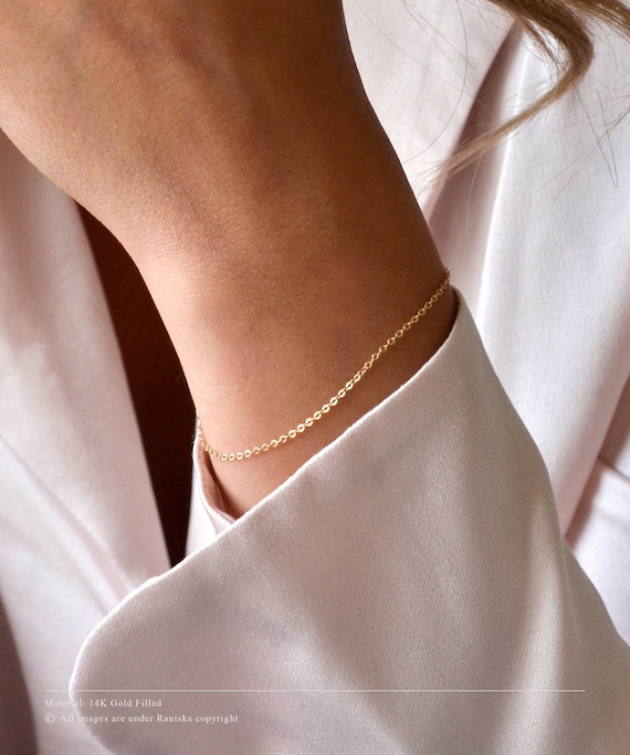 Thin solid gold bracelet deals