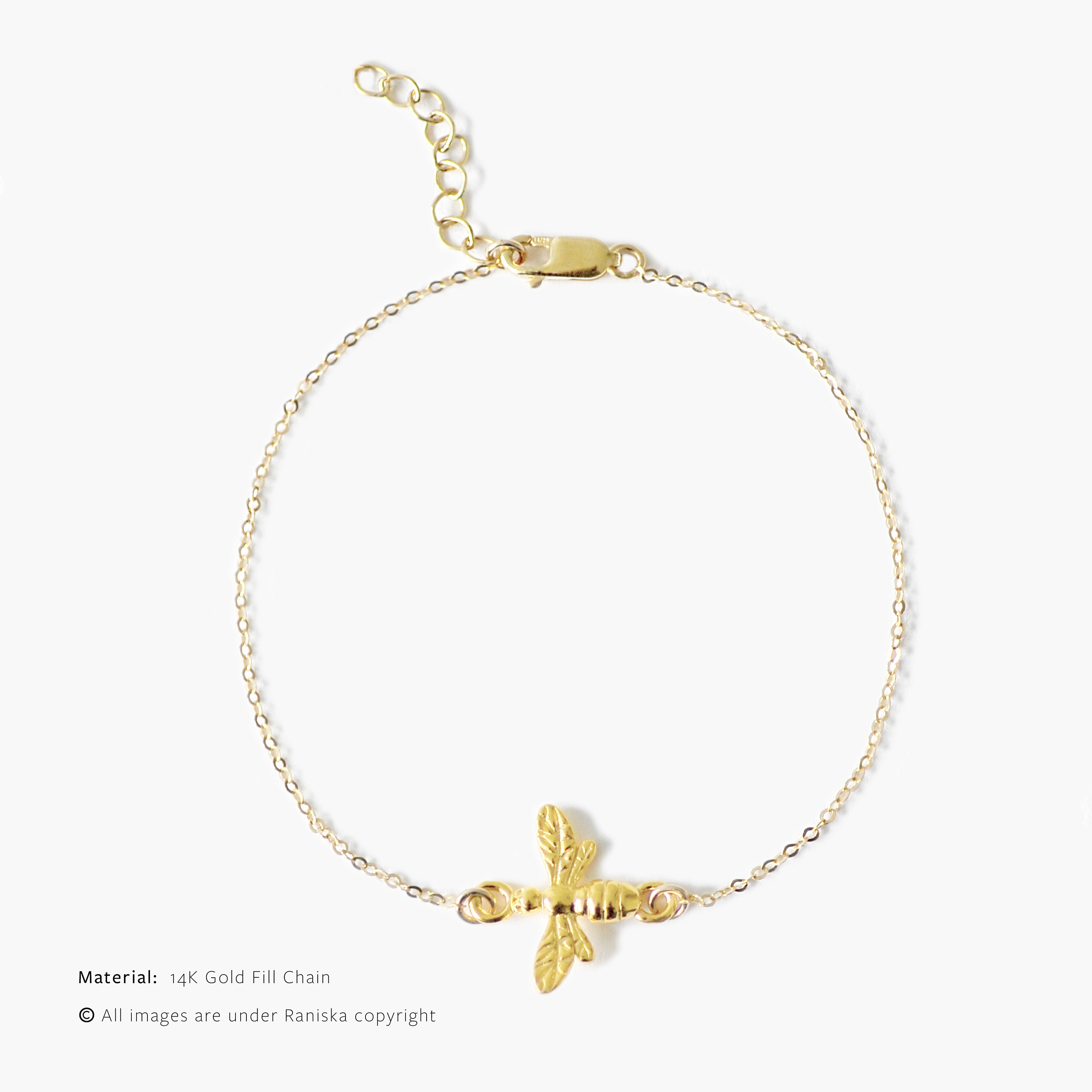 Final Sale Honey Bee Bracelet Sterling Silver/Gold Filled/Rose Gold Filled Bee Bracelet • Bee Pendant•Bee Jewelry•Tiny Bee•Bee Gift•Gold Bee