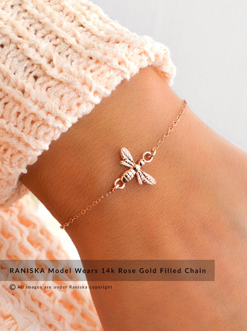 Final Sale Honey Bee Bracelet Sterling Silver/Gold Filled/Rose Gold Filled Bee Bracelet • Bee Pendant•Bee Jewelry•Tiny Bee•Bee Gift•Gold Bee
