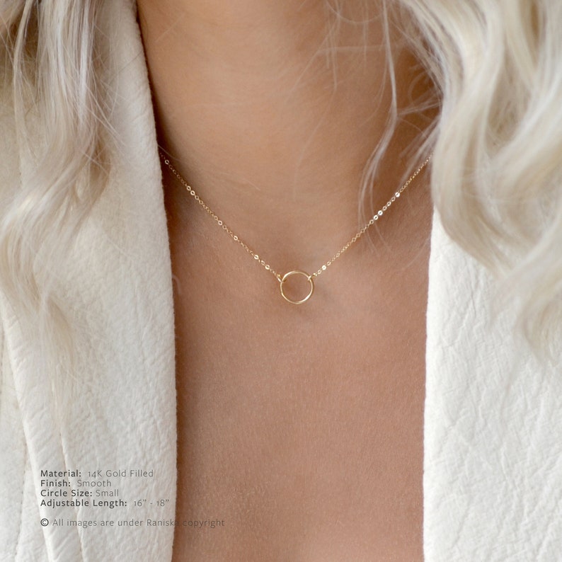 VOGUE Karma Necklace Hammered Eternity Necklace Ring Necklace Simple Gold Necklace Dainty Circle Necklace Gold Necklace Silver image 5