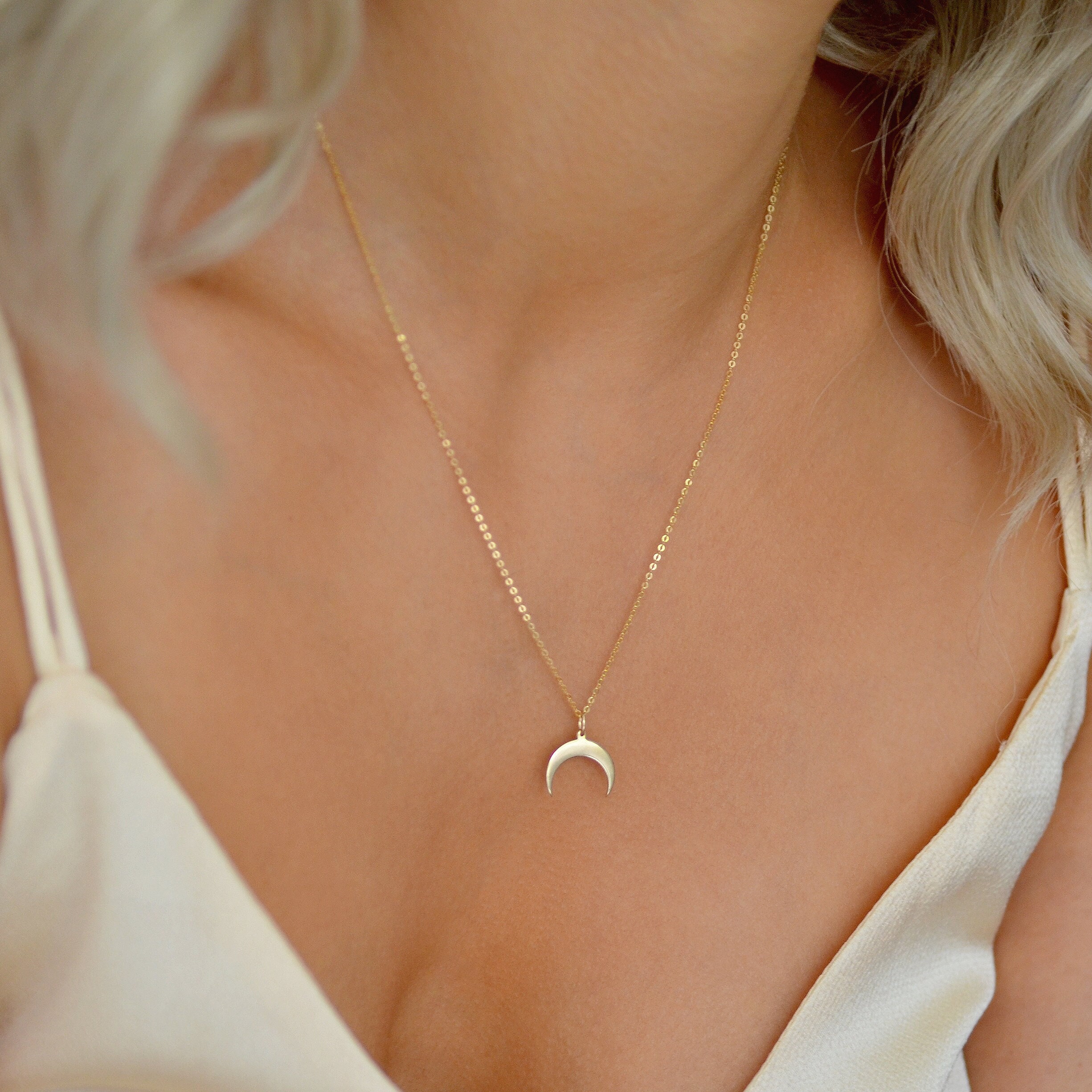 Buy LUNAR Crescent Moon Necklace Upside Down Moon Necklace Online in India  