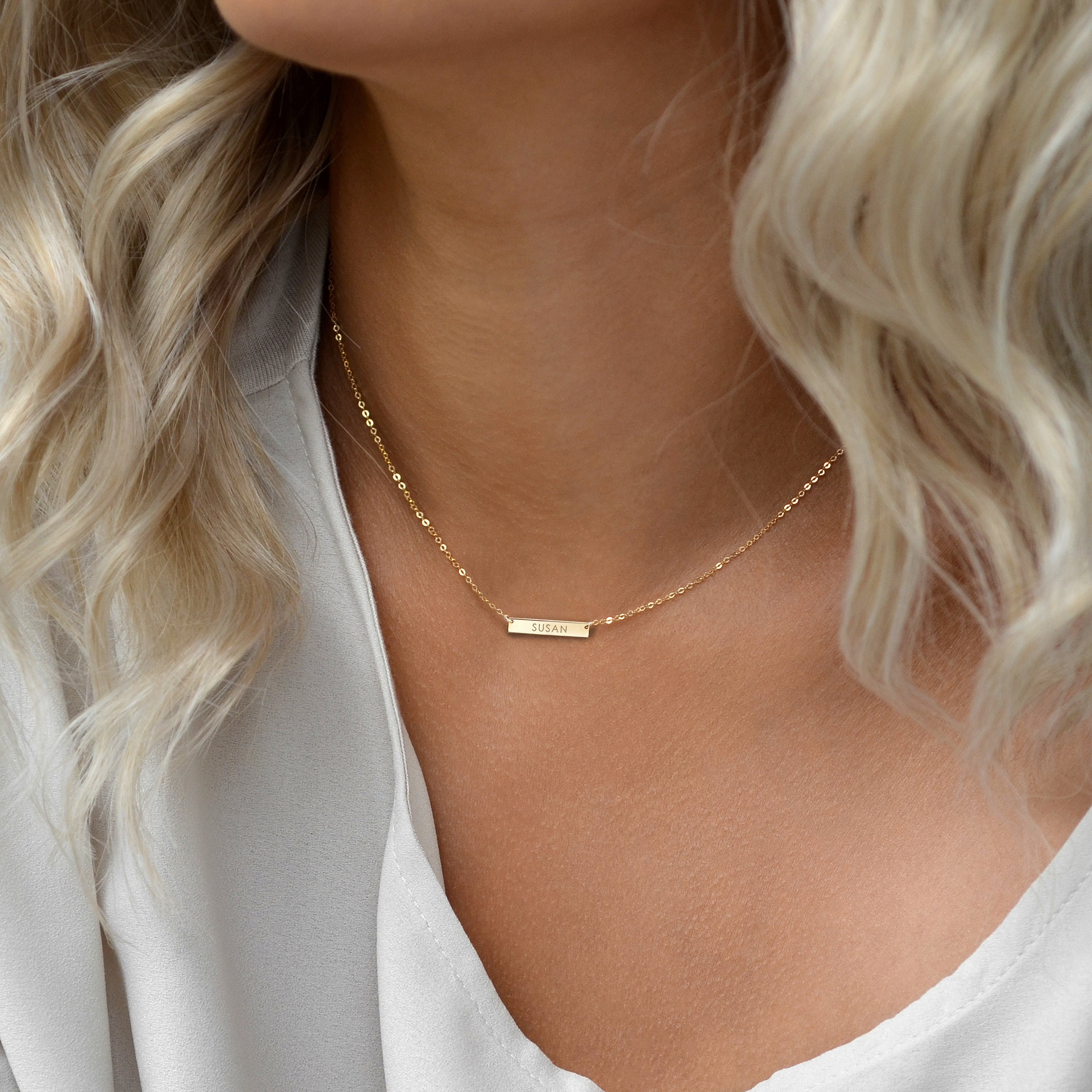 LYLA Mini Bar Necklace Initials Bar Necklace Name Bar Etsy