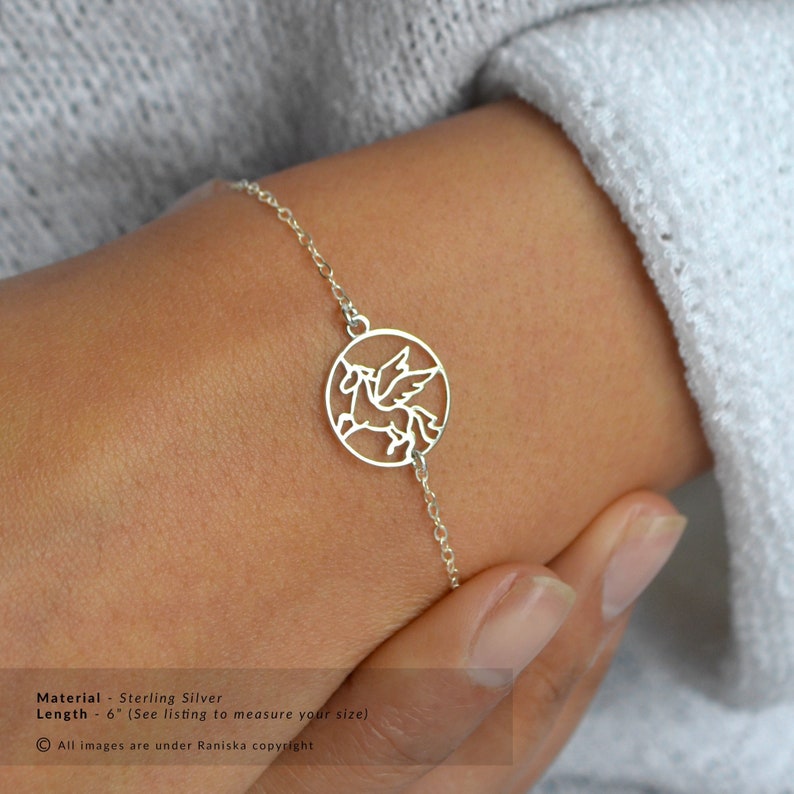 UNICORN Sterling Silver Bracelet Unicorn Jewellery Gift For image 0