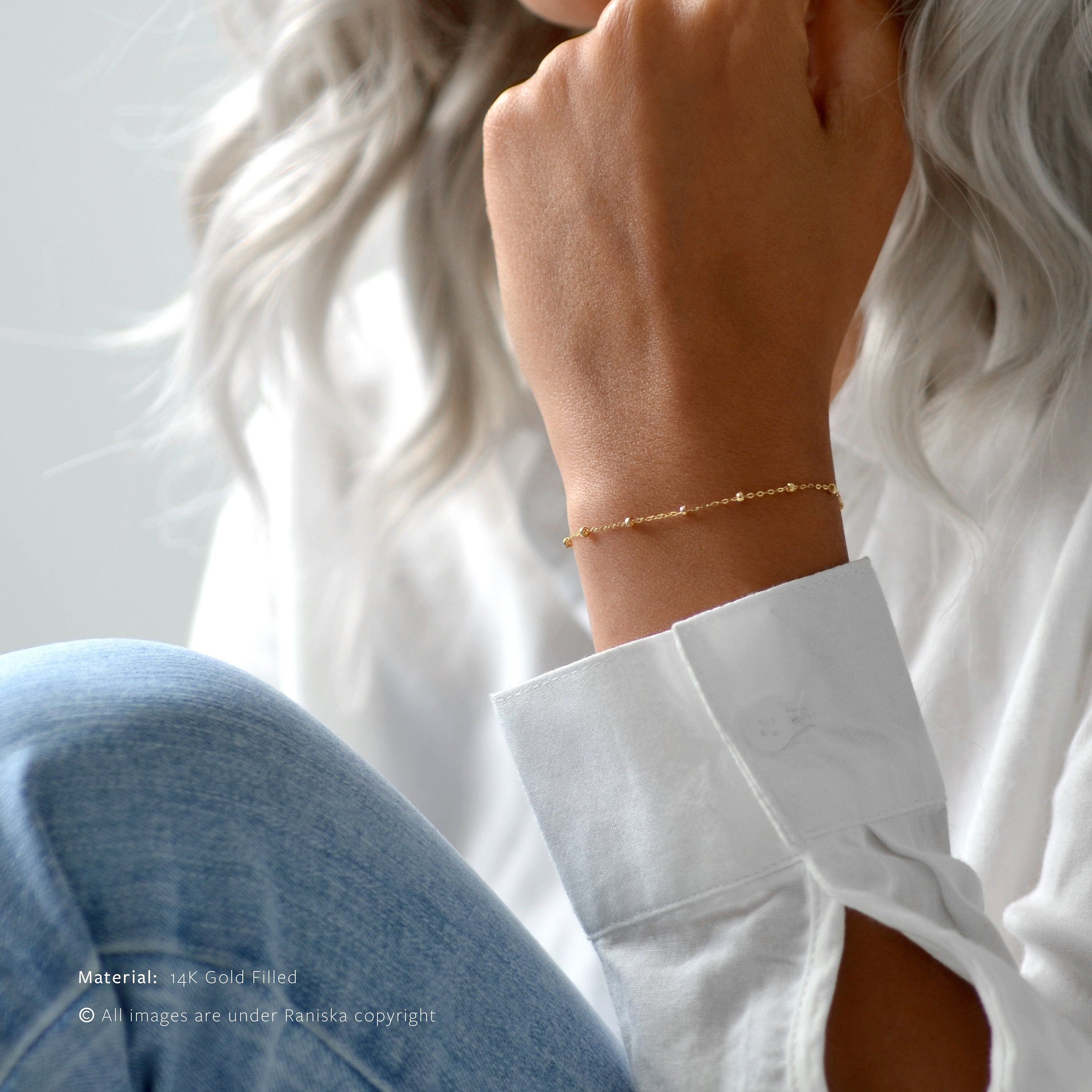Final Sale Satellite 14k Gold Filled * Sterling Silver * Layering Dainty Delicate Beaded Satellite Chain Bracelet * Dainty Thin Gold Chain