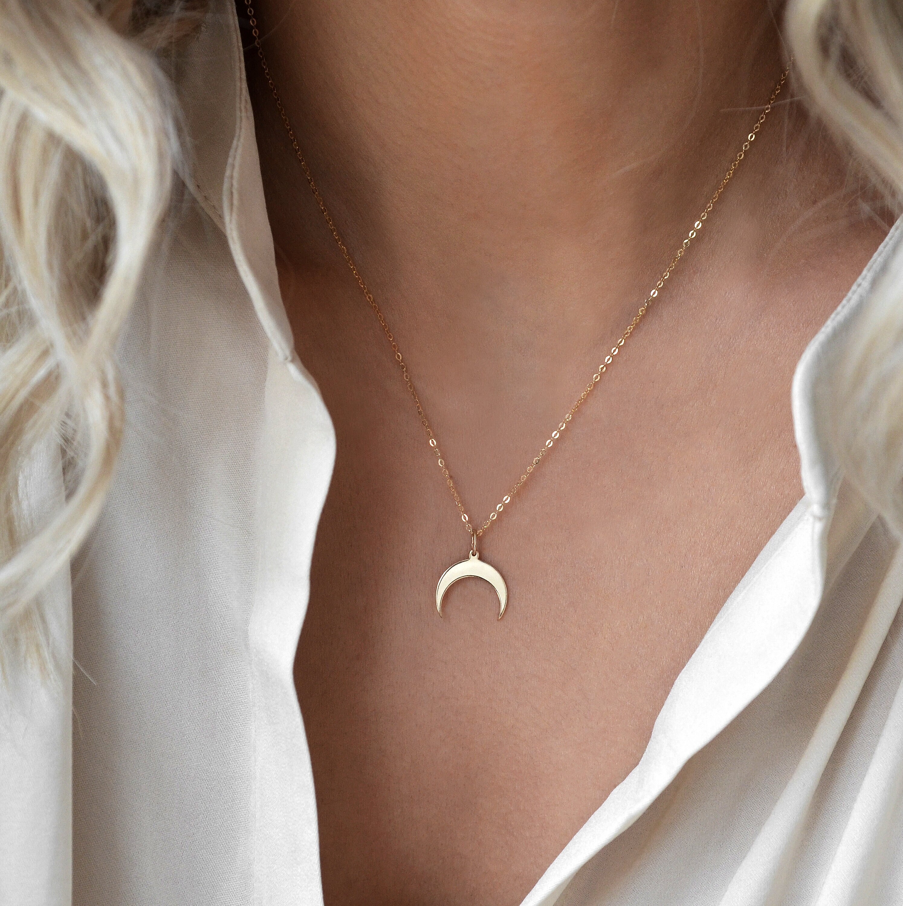 LUNAR Crescent Moon Necklace Upside 