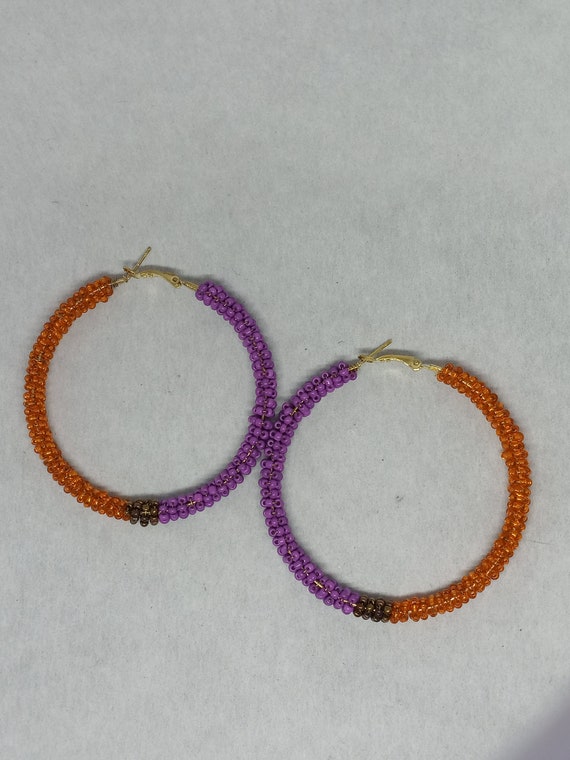 Purple Orange Bronze Hoop Earrings Seed Modern Black Owned Shop
