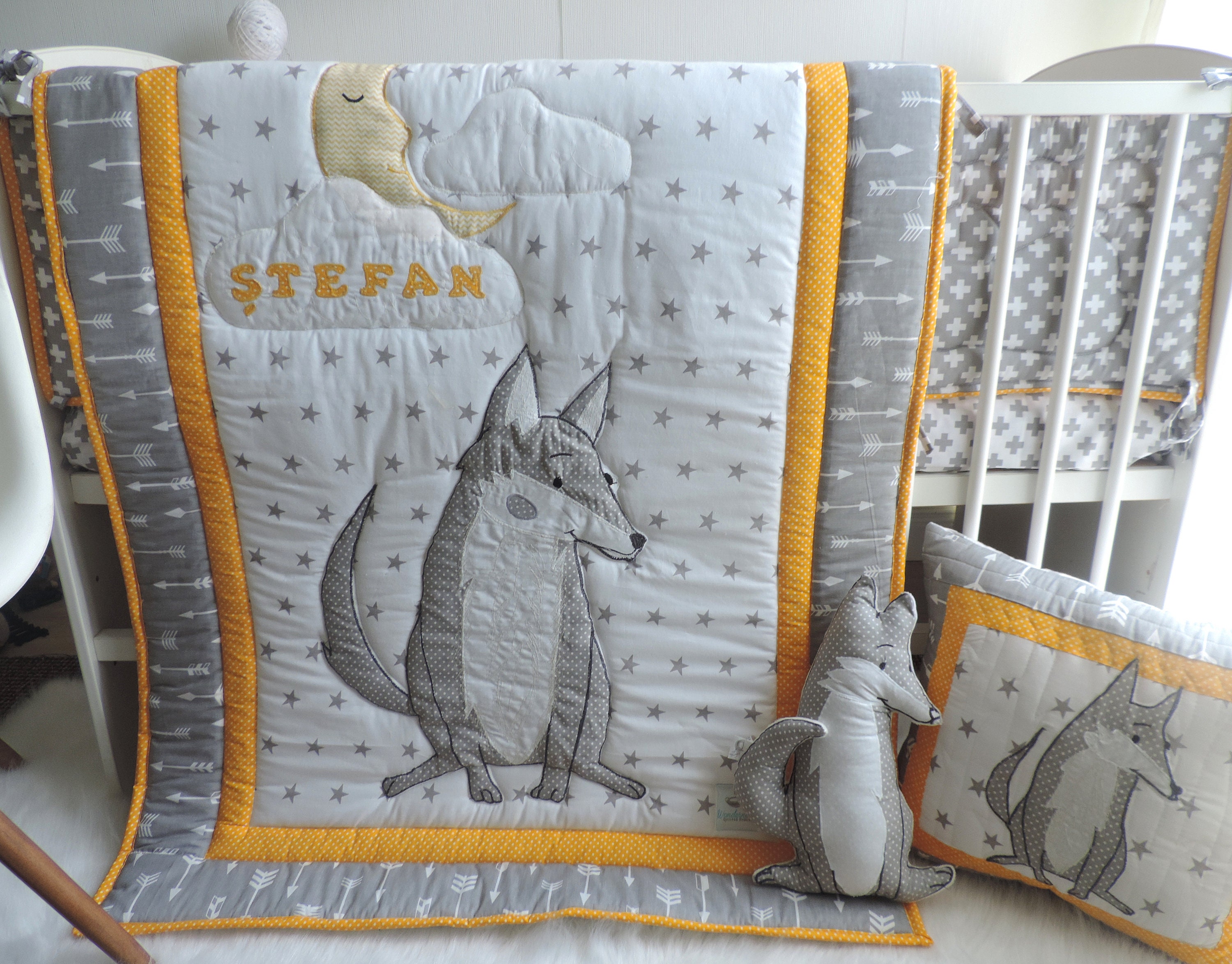 WolF Crib Bedding Woodland Baby Bedding Wolf Blanket Quilt Etsy