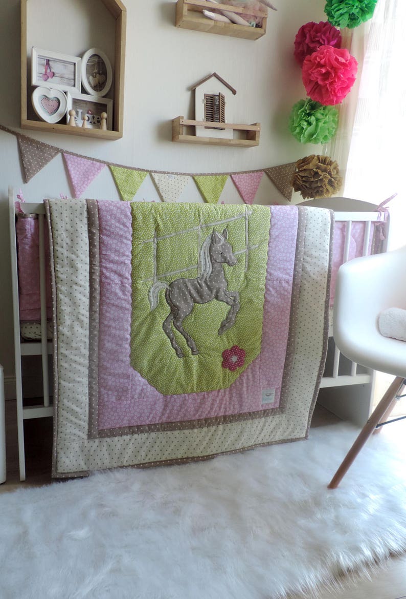 baby girl horse crib bedding