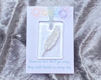 Feather Fused Glass Sun Catcher, Sympathy Gift