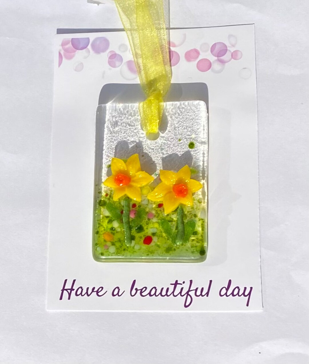 Daffodils Fused Glass Spring Daffodil Sun Catcher / Easter Gift