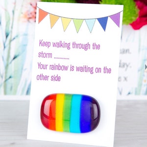 Pocket Rainbow fused glass , walk through the storm, pocket hug, pocket pebble / pride / LGTBQ+ / pocket token / memorial gift / rainbow