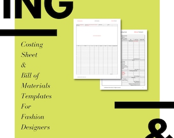Excel templates - Cost sheet and Bill of materials for product cost in Fashion Designing