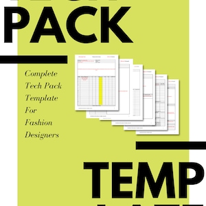 Complete Tech Pack excel template for apparel industry fashion designing and fashion CAD; fashion design templates