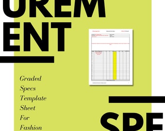 Fashion design sketches, garment design, specification sheet, spec sheet template, excel spreadsheet for tech packs