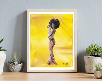 Rooted Love: Afrocentric Home Decor, African Woman Wall Art (UNFRAMED)