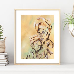 African Woman Art, Headwrap, Head Scarf, African Art, Black Woman Art, African Mother, African Woman Art, Black Girl Magic, UNFRAMED