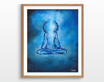 Higher Heights - Afro Art, African Art, Spritual Art, Black Queen Art, Self Love Art, Meditation Art, Holistic, Natural, UNFRAMED