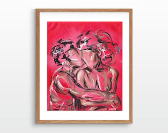 Comfort: Black Couple Bedroom Art Print | Afrocentric Melanin Wall Decor (Fine Art)