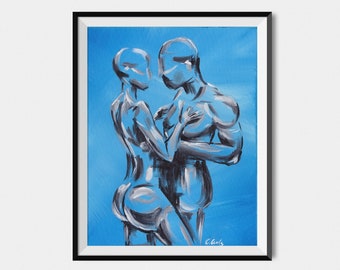 Open Souls: Lámina artística para dormitorio de pareja negra / Decoración de pared afrocéntrica con temática de melanina (Bellas Artes)