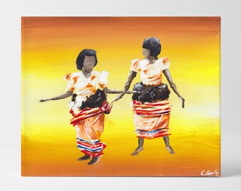 African Women Art, Black Woman Painting, Black Woman Art, African Dancers, Original Painting, African Painting, African Artwork, UNFRAMED