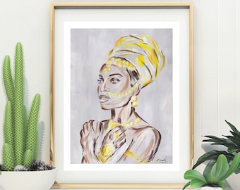 Black Queen Art, Empress, African Art, Black Woman Art, Black Queen Art, African Woman Print, Black Women, Black Owned, Art Print, UNFRAMED