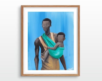 Fatherhood: African Art Print for Living Room, Afrocentric Wall Art (UNFRAMED)