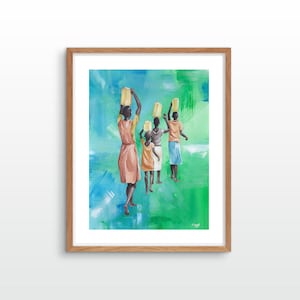 Arte delle donne africane, pittura delle donne africane, arte delle donne nere, opera d&#39;arte africana, arte murale africana, stampa africana, pittura africana, senza cornice