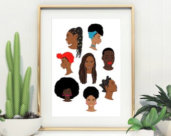 Black Queen Art, Natural Hair, African American Woman, Black Girl Poster, African American Art, Natural Hair Art, Black Girl Magic, UNFRAMED