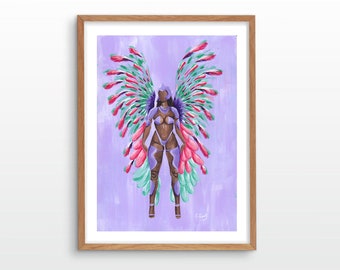 Temptation, Carnival Costume, Carnival Art, Black Art, Carnival Painting, Carnival Art Print, Costume Art, Masquerader, UNFRAMED