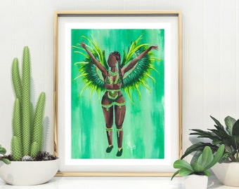 IVY, Carnival Costume, Carnival Art, Carnival Painting, Carnival Art Print, Costume Art, Masquerader, Black Woman Costume, UNFRAMED