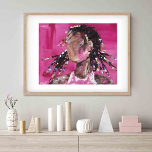 Zöpfe Kunstdruck, Zöpfe Malerei, schwarze Mädchen Kunst, natürliches Haar Kunst, Afro Art, afroamerikanische Kunst, schwarze afrikanische Kunst, Solange, UNGERAHMT