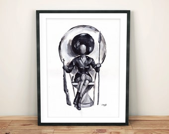 Black Power Art, African American Art, Black Art, Black Woman Art, Afro Art, BLM Art, African American Woman, Black Queen Art, UNFRAMED