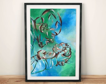 Father's Love: Black Art Print, Afrocentric Family Art (UNFRAMED)