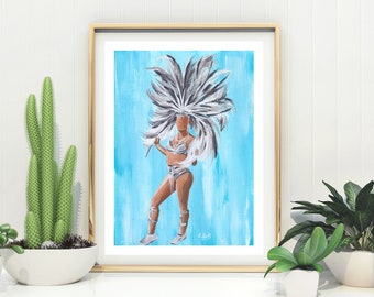 MONOCHROME, Carnival Costume, Carnival Art, Black Art, Carnival Painting, Carnival Art Print, Costume Art, Masquerader, UNFRAMED