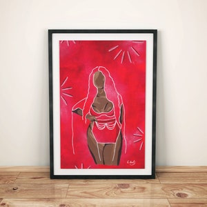RUSHEL, Curvy Black Girls, African American Art, Black Women Art, Thick Girls, Curvy, Curvy Girl, Curvy Women, Dark Skin Art, UNFRAMED