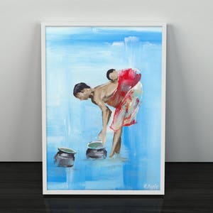 African Painting, African Woman Print, Black Woman Art, African Print, Black Love, Africa Art Print, The Nurturer, Black Queen Art, UNFRAMED