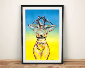Arte delle donne nere, Arte afro, Arte della donna nera, Arte della regina nera, Magia delle ragazze nere, Melanina, Regina nera, Stampa artistica estiva, SENZA CORNICE