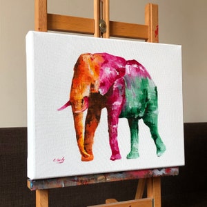 GENTLE GIANT - Elephant painting, elephant original art, elephant artwork, elephant wall art, nursery elephant art, elephant gifts