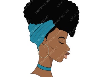 Blue Headscarf, African American Woman, Afro Woman SVG, Afro SVG, Black Girl SVG, Black Woman Svg, Black Woman, Black Girl, Black Queen,