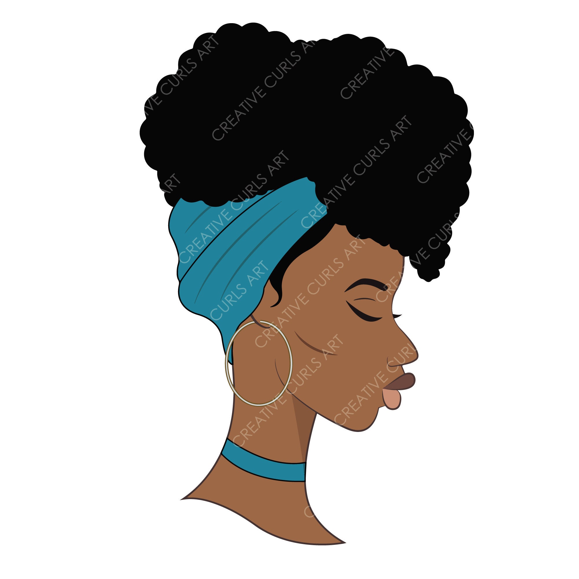 Blue Headscarf African American Woman Afro Woman SVG Afro - Etsy