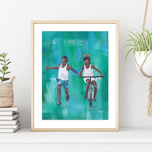 Black boy art, Black girl art, Black children art print, Black children decor, Bedroom art, African children, African painting, UNFRAMED