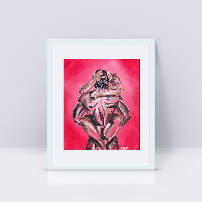 Desire: Black Couple Bedroom Wall Art | Black Love Romantic Art Print | Afrocentric Home Decor | Modern Black Art Bedroom | Melanin Wall Art image 2