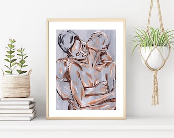 Blessed: Black Couple Bedroom Art Print | Afrocentric Melanin Wall Decor (Fine Art)